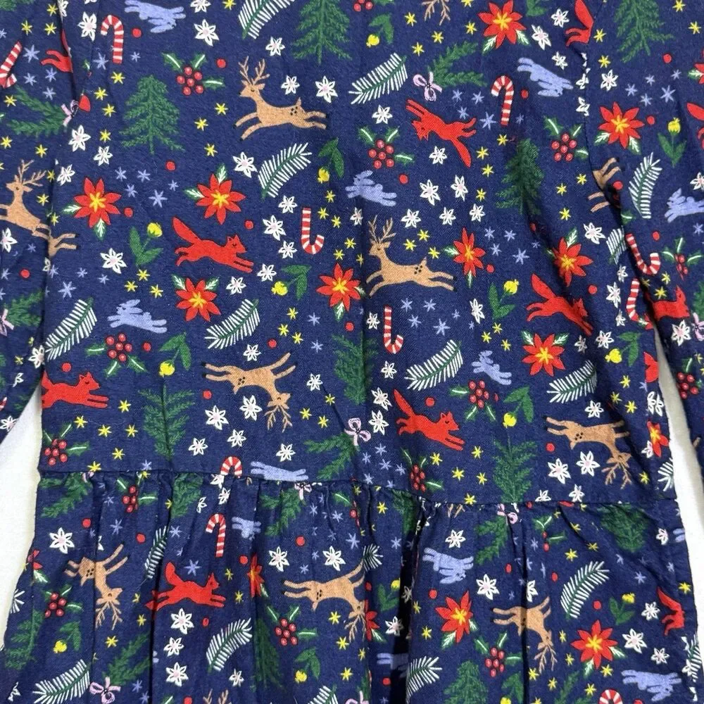 Hanna Andersson Winter Wonderland Navy Flannelette Peplum Top Size 120 US 6-7 - Picture 7 of 11
